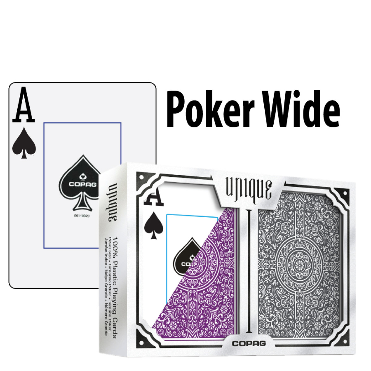 Copag “Unique” Plastic Playing Cards Poker Size Regular Index Purple/Grey Double