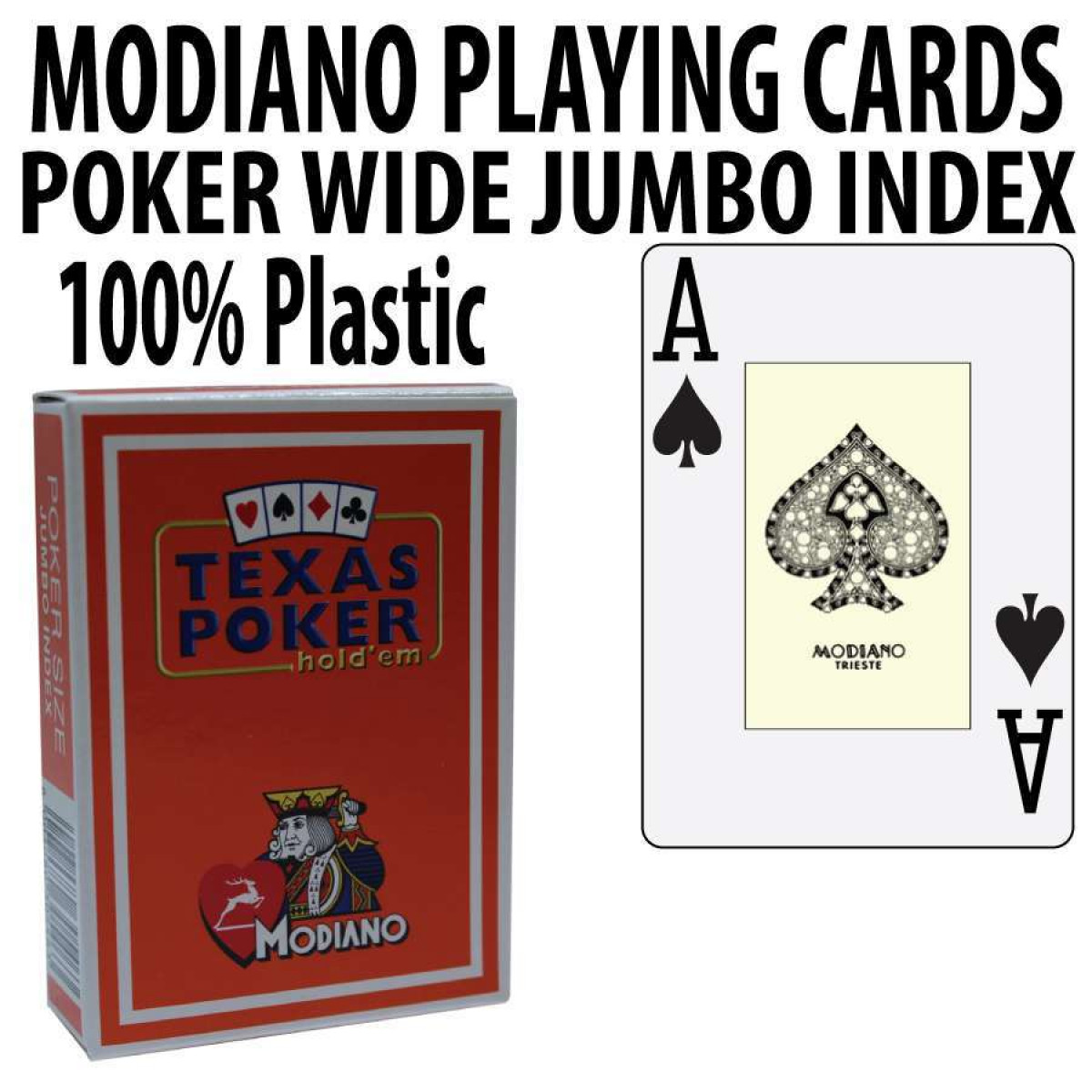 Modiano Texas Poker Holdem 100% Plastic Playing Cards Poker Wide Size Jumbo Index 