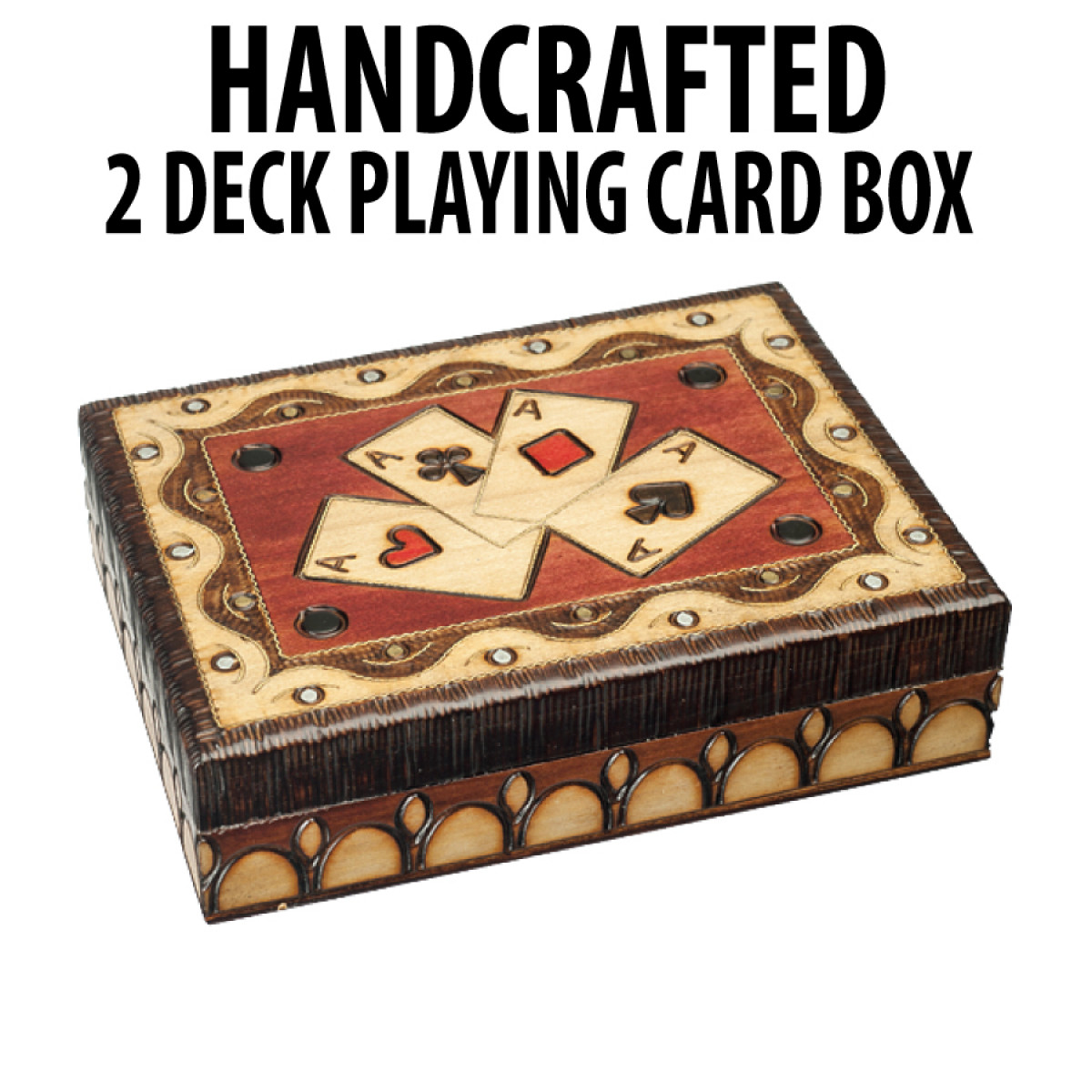 Double Deck Playing Card Box Polish Handmade Wood Keepsake Box