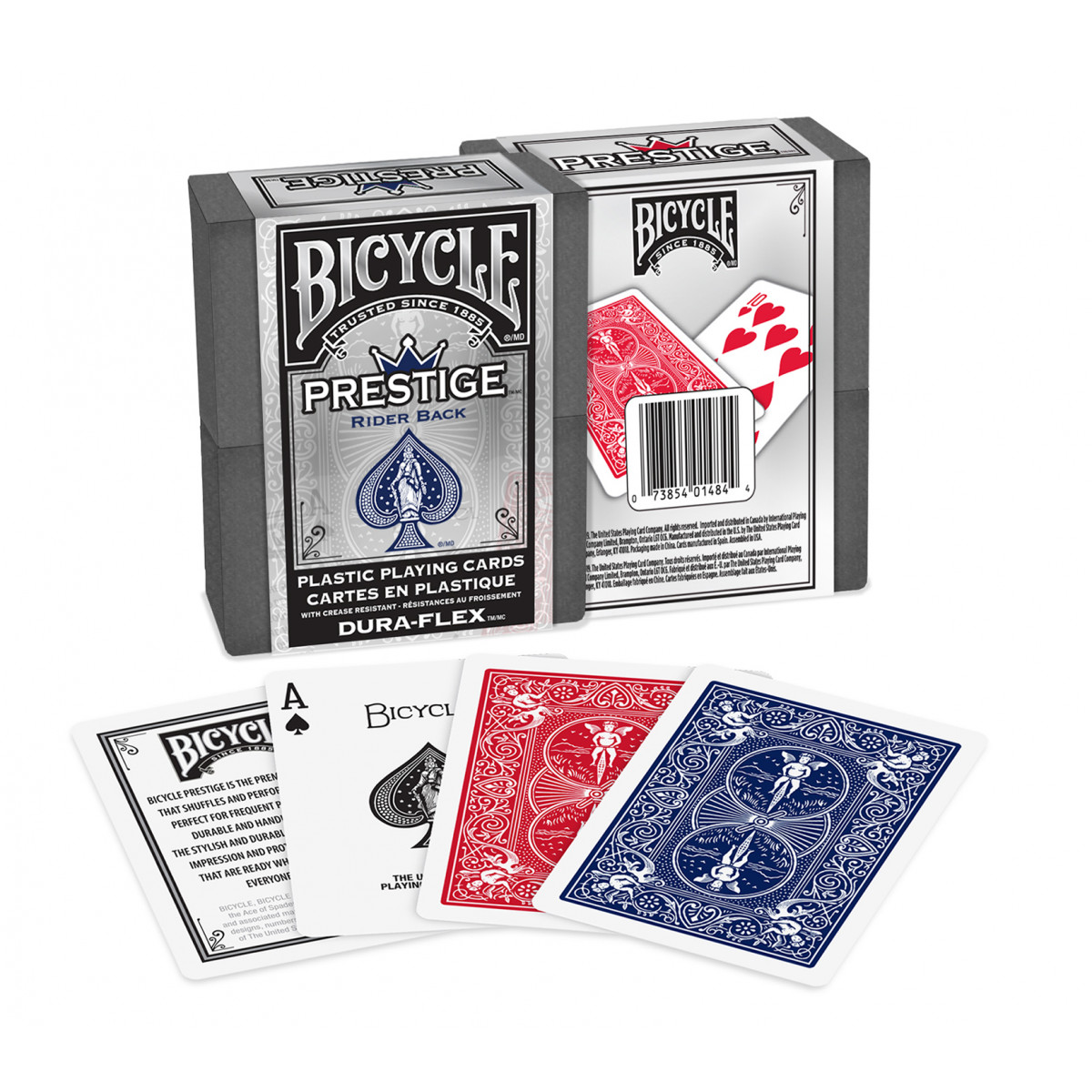 4 DECKS BICYCLE PRESTIGE 100% PLASTIC POKER PLAYING CARDS JUMBO 2 RED 2 BLUE NEW 