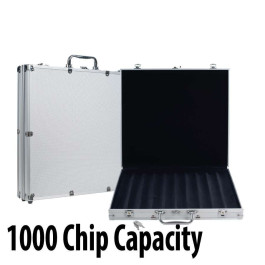 1000 capacity :  Aluminum Case w/grooved Wood Interior