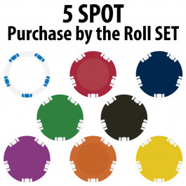 5 Spot Poker Chip Roll  11.5 Gram Blank Chip with Recessed Center 