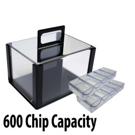 600 capacity :  Casino Poker Chip carrier case with chip trays