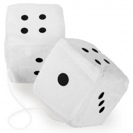 Pair of White 3in Hanging Fuzzy Dice