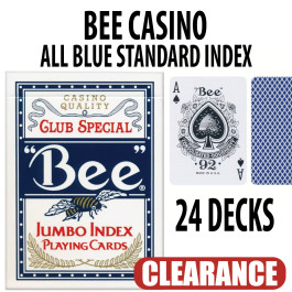 24-Deck Bee Standard Index Playing Cards – Blue Back Closeout