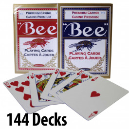 BEE Plastic Coated Cards : 144 Decks Red & Blue