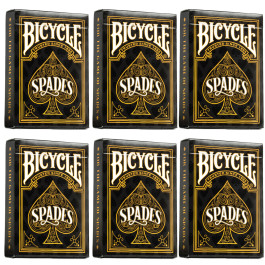 Bicycle Playing Cards 6 Deck Black and Gold Spades Design Special Buy 