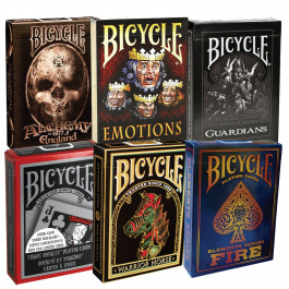 Bicycle Playing Cards 6 Deck Collector's Bundle - Bicycle Fire | Bicycle Guardians | Bicycle Tragic Royalty | Bicycle Emotions |Bicycle Warrior Horse | Bicycle Alchemy