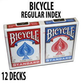 Bicycle Rider Back Plastic Coated Playing Cards 12 Decks Red & Blue Standard