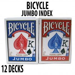 Bicycle Rider Back Plastic Coated Playing Cards 12 Decks Red & Blue JUMBO Index
