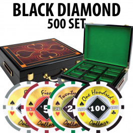 Black Diamond Poker Chips 500 W/ Hi Gloss Wood Case