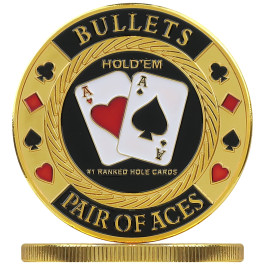 Poker Protector Card Guard Cover in Capsule :  Bullets Gold