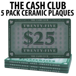 The Cash Club Ceramic Poker Chip Plaques $25  Pack of 5 