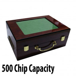 500 capacity : Customizable Hi-Gloss Wooden Poker Chip Case