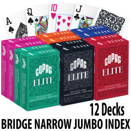 Copag Elite 100% Plastic Playing Cards – Bridge Size Jumbo Index Value 12 Pack (Narrow)