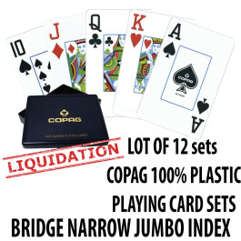 Copag 100% Plastic Playing Cards – 12 Double Deck Sets (24 Decks Total)  Assorted Styles Factory Sealed Cards, No Retail Packaging – Bridge Sizes Jumbo Index
