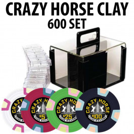 Crazy Horse 600 Poker Chips W/ Acrylic Carrier and racks
