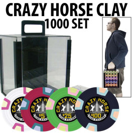 Crazy Horse 1000 Poker Chips W/ Acrylic Carrier and Racks