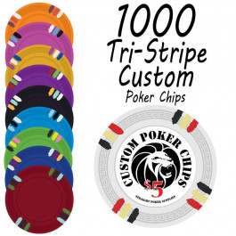 Custom Tri-Stripe Poker Chips : 1000 chips
