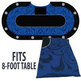 Dye Sublimation Casino Poker Table Cloth - BLUE ELITE Design for 8 x 4 foot table 