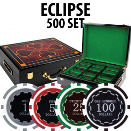 Eclipse Poker Chips 500 W/ Hi Gloss Wood Case