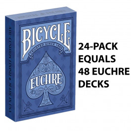 Bicycle Playing Cards EUCHRE Plastic Coated Cards 24 Packs 48 Euchre Decks Black & Blue