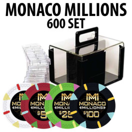 Monaco Millions 600 Poker Chip Set with Acrylic Carrier