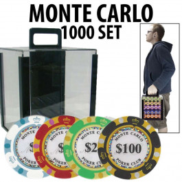 Monte Carlo 1000 Poker Chip Set with Acrylic Carrier and Racks