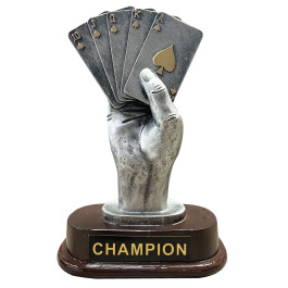 Large 9-Inch Poker Trophy – Hand-Painted Royal Flush Texas Hold'em Champion Award | Premium Resin Poker Hand Design
