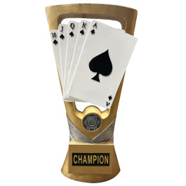 Extra Large 14-Inch Poker Trophy – Hand-Painted Royal Flush Texas Hold'em Champion Award | Premium Resin Poker Hand Design