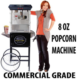 8oz Popcorn machine with cart : 5 Feet BLACK 