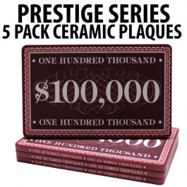 Prestige Series Ceramic Poker Chip Plaques $100,000  Pack of 5 