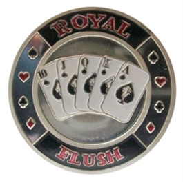 Poker Protector Card Guard Cover in Capsule :  Royal Flush Silver