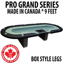 Poker Table 9 foot SPS Pro Grand Green Dealer With Box Style Legs