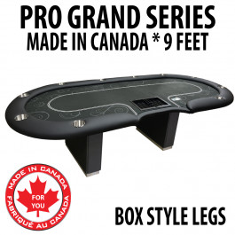 Poker Table 9 foot SPS Pro Grand Black Dealer With Box Style Legs