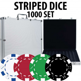 Striped Dice Poker Chips 1000 chips W/ Alum case