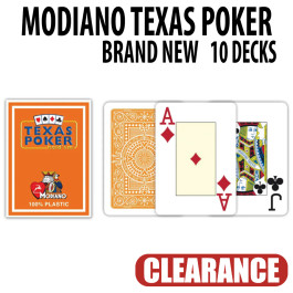 100% Plastic Modiano Texas Holdem Poker Wide Jumbo Index - 10 DECK ORANGE