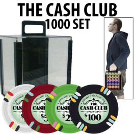 Cash Club 1000 Poker Chip Set with Acrylic Carrier and Racks