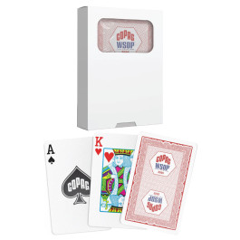 Copag WSOP 2025 Traditional Design Playing Cards – 100% Plastic Bridge Size Regular Index (Red, Single Deck)