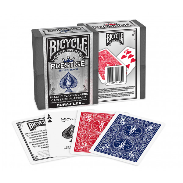 2 Satz 52 Karten Poker Bicycle Prestige 100% Plastik Blau Rot Jumbo 41005 