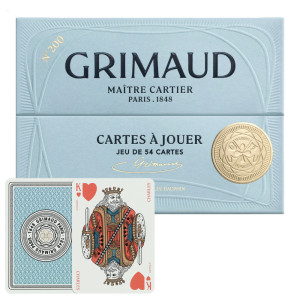 Grimaud Playing Cards  Pack°200 : 1 Deck of 54 cards, designed for bridge and poker, with dolphin blue card back