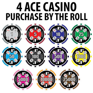 4 Ace Casino : Super Heavy 13g Poker Chips : Sold by the roll