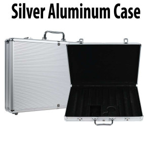 650 capacity : Aluminum Casino Poker Chip Case with grooved Wood Interior
