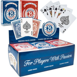12 Pack Brybelly Elite Medusa Back Casino-Quality Playing Cards - 320g Black Core Paper Wide Size / Regular Index