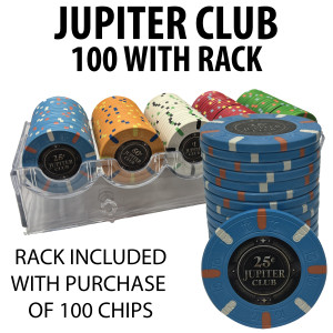 Jupiter Club 43mm 100 $0.25 chips with free rack  