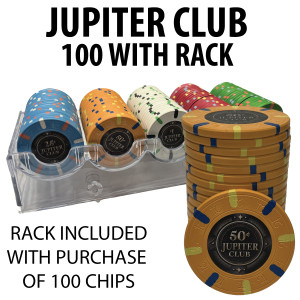 Jupiter Club 43mm 100 $0.50 chips with free rack  