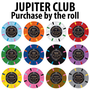 Jupiter 43mm  Poker Chips : 11g Chips : Sold by the roll
