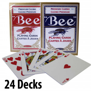 BEE Plastic Coated Cards : 24 Decks Red & Blue