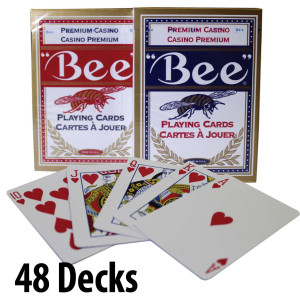 BEE Plastic Coated Cards : 48 Decks Red & Blue