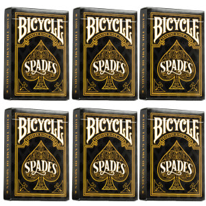 Bicycle Playing Cards 6 Deck Black and Gold Spades Design Special Buy 